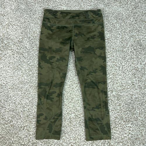 Lululemon Pants Womens 6 Green Camo Capri Leggings Zip Pocket Run Yoga Gym Sport