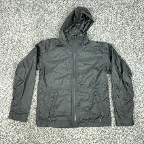 Marmot Mens Jacket Small Gray Hooded Windbreaker Hiking Lightweight Rain Coat