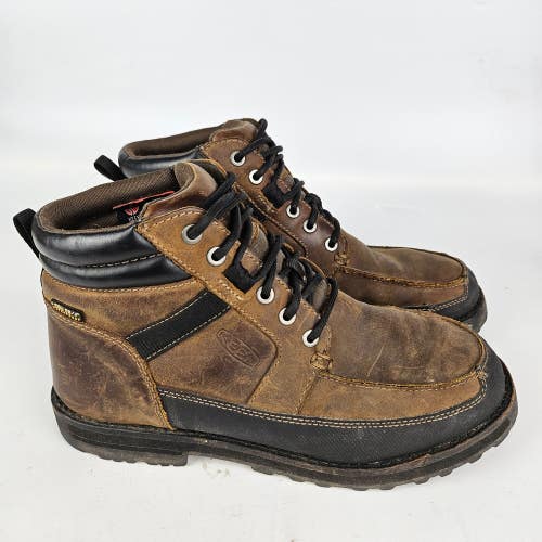 KEEN The Ace Men's Size: 9 Brown Leather Waterproof Moc Toe Utility Work Boots