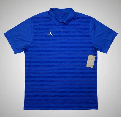 Blue Size Small Men’s Nike Air Jordan Sport Dri-Fit Victory Stripe Coaches Golf Polo FN6924-495 NEW