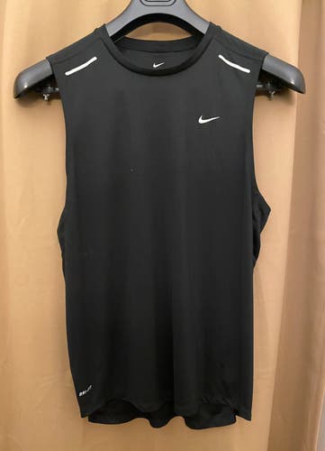 Nike Dri-FIT Sleeveless Athletic Shirt Adult Lg Black Drop Tail Running Training