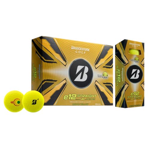 BRIDGESTONE E12 STRAIGHT 2025 MATTE YELLOW MINDSET GOLF BALL DOZEN