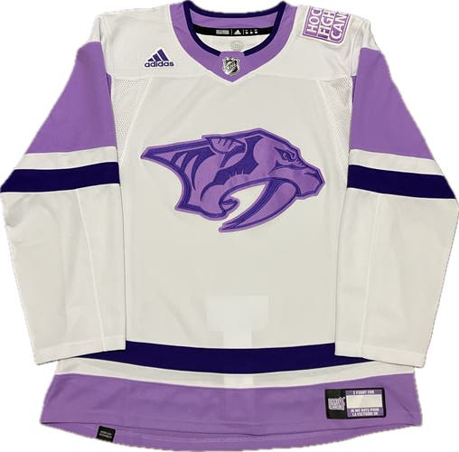 Nashville Predators HFC Hockey Fights Cancer Adidas NHL Hockey Jersey Size 50