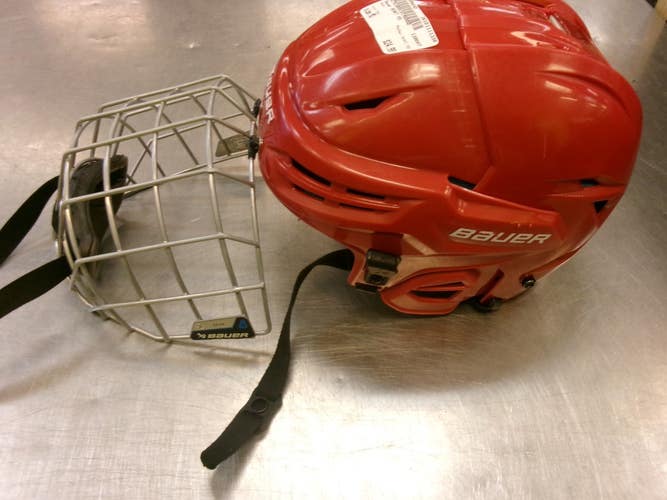 Used Bauer REAKT 55 Helmet Cage Combo Red MD 11339-S000208045