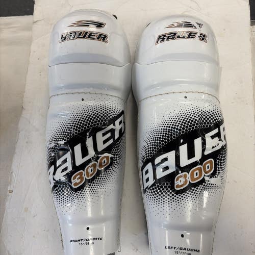Senior Size 15 Inch Bauer 300 Ice Hockey Shin Pads