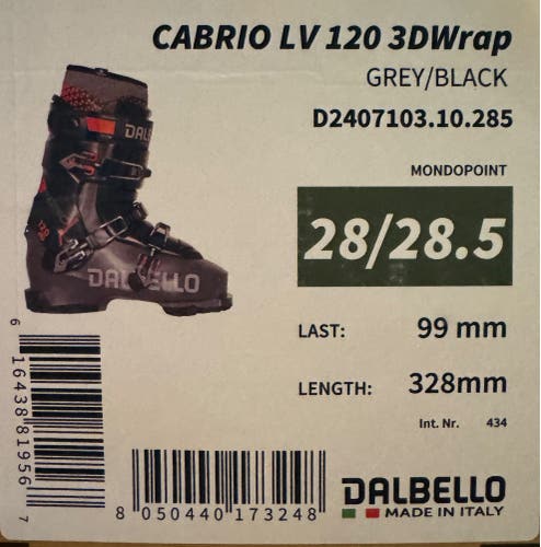 Mondo 28.5 Men's Dalbello Cabrio 120 Ski Boots Stiff Flex (New)