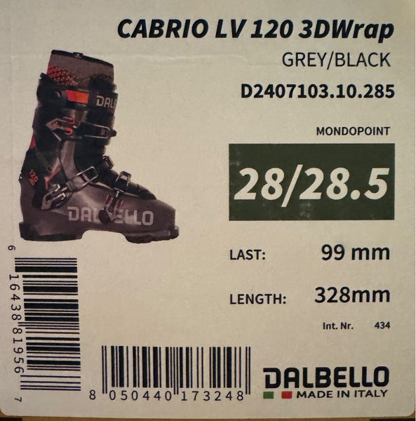 Mondo 28.5 Men's Dalbello Cabrio LV 120 Ski Boots Stiff Flex (New)
