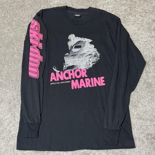 Vintage Ski-Doo Anchor Marine Appleton Wisconsin Long Sleeve Puff Print Shirt