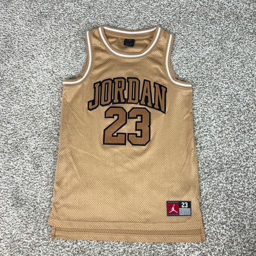 Jordan Shirt Boys Large Brown Basketball Mesh Embroidered Tank Top Sports Youth