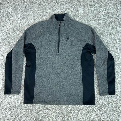Spyder Pullover Mens Extra Large Gray 1/4 Zip Knit Pullover Fleece Core Sweater