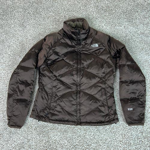 North Face Jacket Womens Large Brown Winter Puffer Down Aconcagua 550 Coat Logo