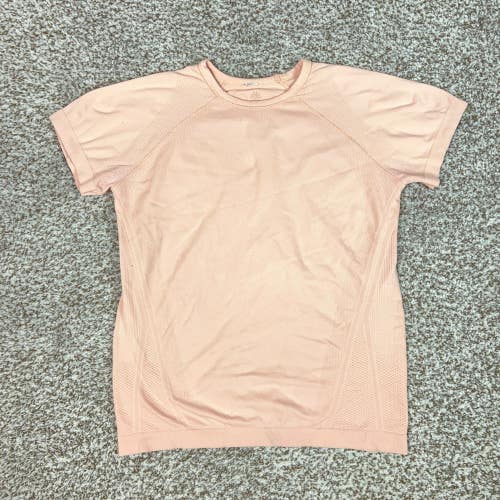 Athleta Shirt Womens Medium Pink Activewear Seamless Mesh Knit Short Sleeve Gym