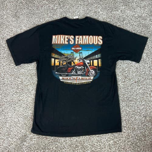 Vintage Harley Davidson Shirt Mens Large Black Casual Biker Graphic Tee Delaware