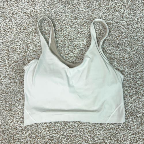 Lululemon Tank Top Womens 8 White Yoga Cropped Align Built in Bra Yoga Gym Sport