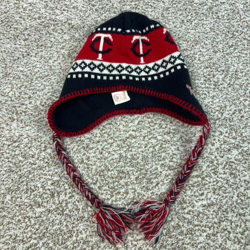Minnesota Twins Hat Mens One Size Blue Red Winter Earflap 47 Knit Baseball MLB