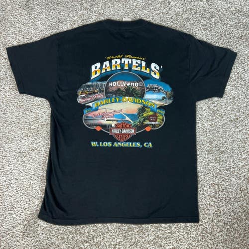 Vintage Harley Davidson Shirt Men Large Black Biker Los Angeles Hollywood Tee T