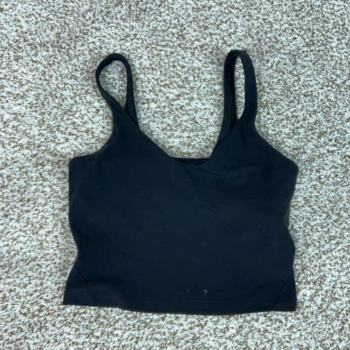 Lululemon Tank Top Womens 2 Black Yoga Cropped Align Built in Bra Activewear Gym
