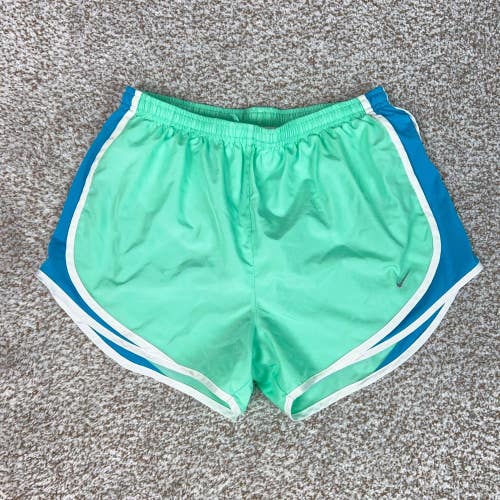 Nike Shorts Womens Medium Green Blue Running Athletic Breathable Lined Tempo Gym