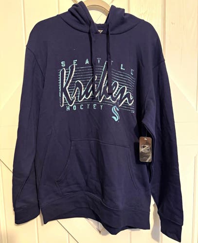 Seattle Kraken Navy Hockey Pullover Hoodie, Officially Licensed NHL Sz Large