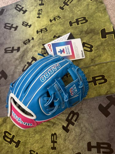 Wilson A2000 DP15 11.5” Infield Baseball Glove Blue/Pink Autism Speaks