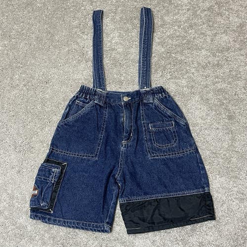 Vintage Harley Davidson Boys Denim Jean Overall Bibs Size 7 Youth Rare