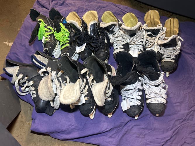 7 pairs used Hockey Skates Youth 11,12&13