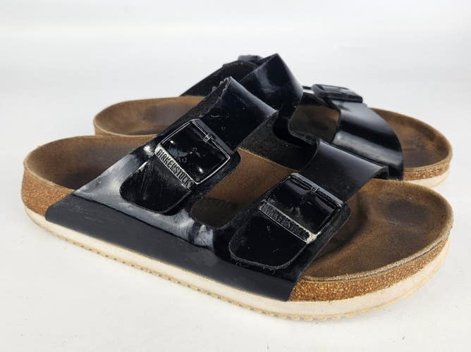 Birkenstock Arizona Black Patent Two Strap Sandals Shoe Women's Size: 41 / 10