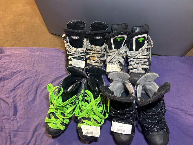 4 pairs used Hockey Skates Size 1