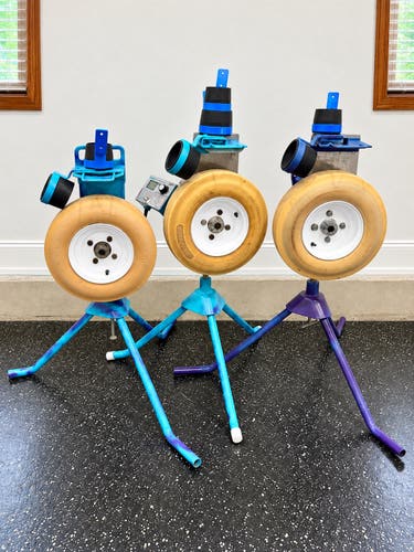 Jugs MVP baseball pitching machine. (Far left)