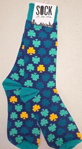 ST17 Sock It To Me "Shamrock Clover Pattern" Crew Length Socks FREE SHIPPING