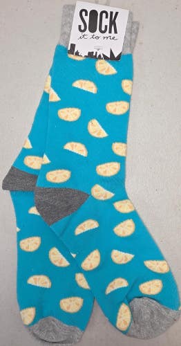 ST18 Sock It To Me "Lemon Citrus Fruit Pattern" Crew Length Socks FREE SHIPPING
