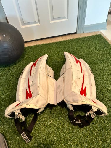 Brian’s NetZero Youth Goalie Leg Pads – 23” – White/Red