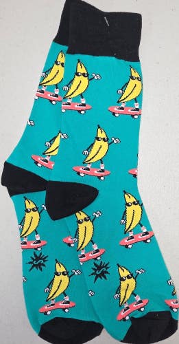 ST25 Sock It To Me "Cartoon Bananas Skateboard" Crew Length Socks FREE SHIPPING