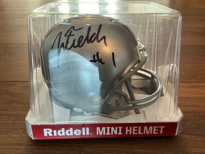 Justin Fields Autographed Signed Ohio State Buckeyes Mini Helmet Beckett COA NFL