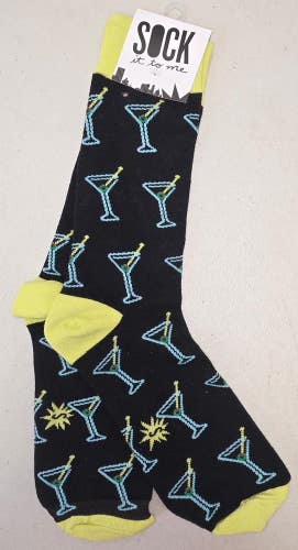 ST31 Sock It To Me "Martini Cocktail Glass" Crew Length Socks FREE SHIPPING