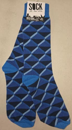 ST37 Sock It To Me "Blue Geometric Triangle" Crew Length Socks FREE SHIPPING