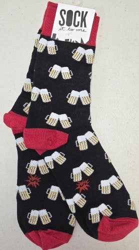 ST40 Sock It To Me "Beer Mugs Cheers Novelty" Crew Length Socks FREE SHIPPING