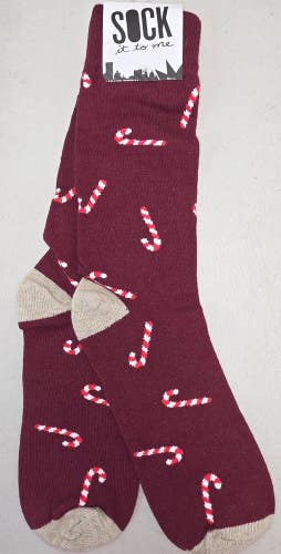 ST41 Sock It To Me Christmas Candy Cane Novelty Crew Length Socks FREE SHIPPING