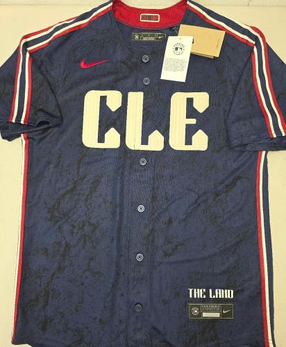 Mens CLEVELAND GUARDIANS City Connect Sewn 100% REAL Baseball Jersey NWT $140