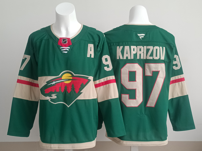 Minnesota Wild Kaprizov 97 Stitched Jersey Reverse Retro Hockey Jersey Size 50