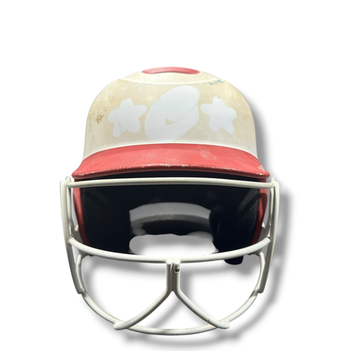 Used Bombah BBH2 JR 6 1/4-7 Batting Helmet w/Mask Cardinal And White One Size 11375-S000383364
