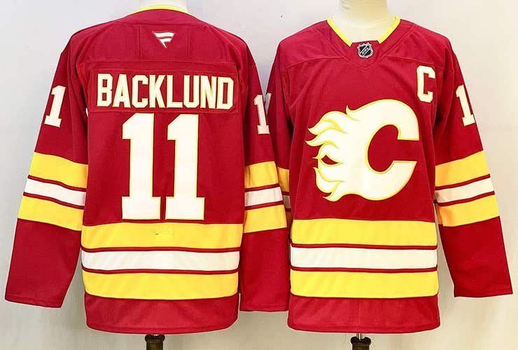 Men's Calgary Flames Mikael Backlund 11 Stitched Red Jersey Ice Hockey Jersey size 52