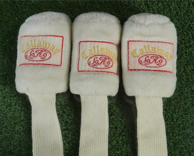 3 VINTAGE LADIES CALLAWAY S2H2 HEADCOVERS SET CREAM 1W 3W 5W WOOD ~ L@@K!!