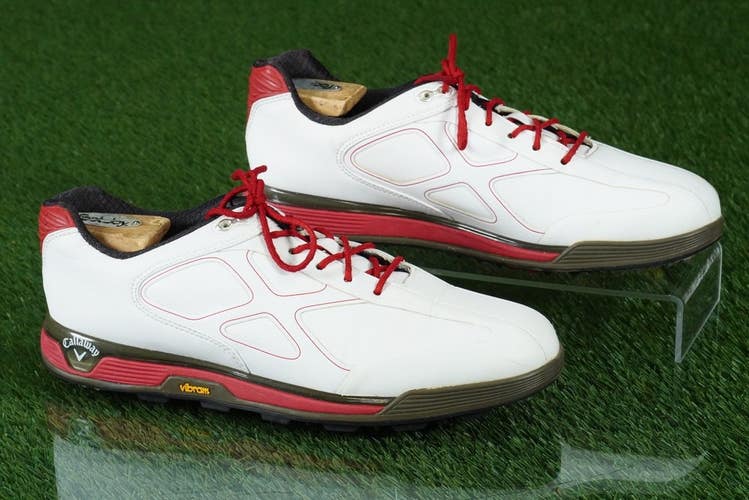 CALLAWAY SUPERFEET ELITE X SERIES VIBRAM 8.5 GOLF SHOES, WHITE/RED ~ M338-18