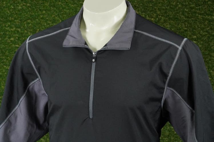 MENS M MEDIUM FOOTJOY SPORT SHORT SLEEVE WINDSHIRT GOLF POLO BLACK VGC