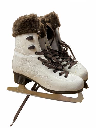 Oxelo Size 3.5 Figure Skates White / Brown Fur