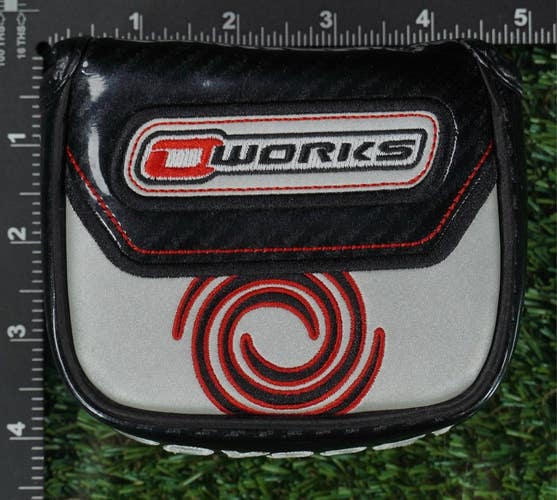 ODYSSEY O WORKS MALLET PUTTER HEADCOVER MAGNETIC CLOSURE BLACK / WHITE ~ NICE!!