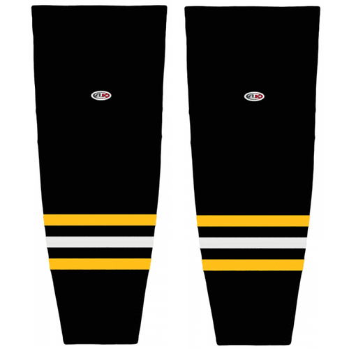 Athletic Knit HS2100-345 Black/Tuscan Gold/White Mesh Ice Hockey Socks - Intermediate 25"