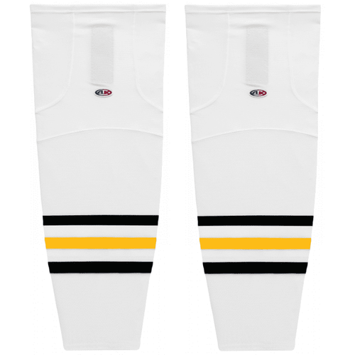 Athletic Knit HS2100-353 White/Black/Tuscan Gold Mesh Ice Hockey Socks - Intermediate 25"