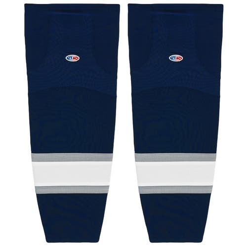 Athletic Knit HS2100-370 2002 Edmonton 3rd Navy Cut&Sew Mesh Ice Hockey Socks - Youth 21"